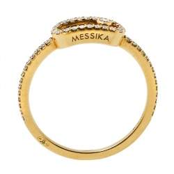 Pre Owned Messika Move Uno Pave Diamond 18K Yellow Gold Ring Size 52