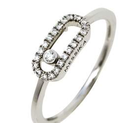 Messika Move Uno Pave Diamond 18K White Gold Ring Size 51