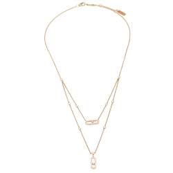 Messika Move Uno 2 Rows Pave Diamond 18K Rose Gold Layered Necklace