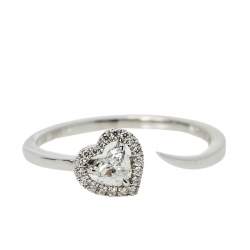 Pre Owned Messika Joy Coeur Diamond 18K White Gold Ring Size 54