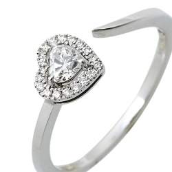 Pre Owned Messika Joy Coeur Diamond 18K White Gold Ring Size 54