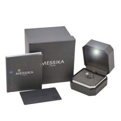 Pre Owned Messika Joy Coeur Diamond 18K White Gold Ring Size 54