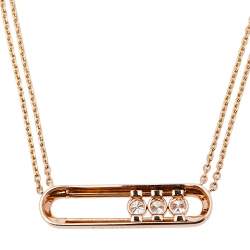 Messika Move Pave Diamond 18K Rose Gold Double Chain Necklace