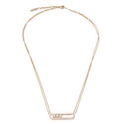 Messika Move Pave Diamond 18K Rose Gold Double Chain Necklace