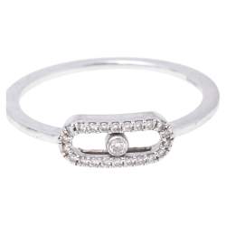 Pre Owned Messika Move Uno Pave Diamond 18K White Gold Ring 53