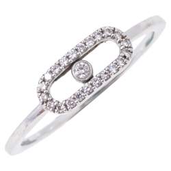 Pre Owned Messika Move Uno Pave Diamond 18K White Gold Ring 53