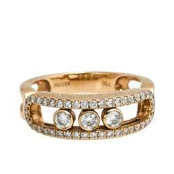Messika Move Classique Pave Diamonds 18K Rose Gold Ring Size 54