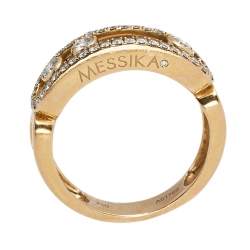 Messika Move Classique Pave Diamonds 18K Rose Gold Ring Size 54
