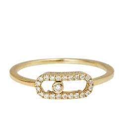 Pre Owned Messika Move Uno Diamond 18K Yellow Gold Ring Size 52