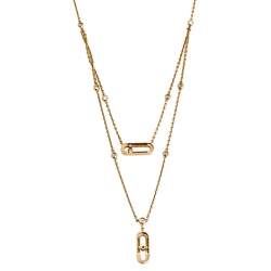 Pre Owned Messika Move Uno 2 Row Pave Diamond 18k Rose Gold Necklace