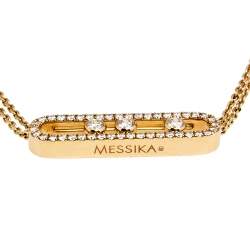 Pre Owned Messika Move Diamond Pave 18K Rose Gold Double Chain Pendant Necklace