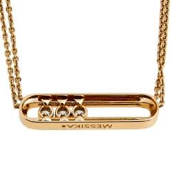 Pre Owned Messika Move Diamond Pave 18K Rose Gold Double Chain Pendant Necklace