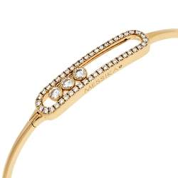 Pre Owned Messika Move Pave Diamond 18k Rose Gold Thin Bracelet S