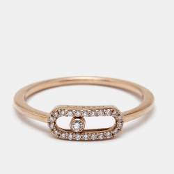 Pre Owned Messika Move Uno Diamonds 18k Rose Gold Ring Size 51