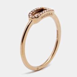 Pre Owned Messika Move Uno Diamonds 18k Rose Gold Ring Size 51