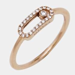 Pre Owned Messika Move Uno Diamonds 18k Rose Gold Ring Size 51