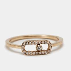 Pre Owned Messika Move Uno Diamonds 18k Rose Gold Ring Size 52