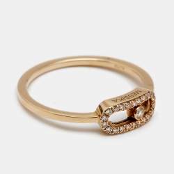 Pre Owned Messika Move Uno Diamonds 18k Rose Gold Ring Size 52