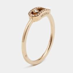 Pre Owned Messika Move Uno Diamonds 18k Rose Gold Ring Size 52