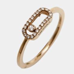 Pre Owned Messika Move Uno Diamonds 18k Rose Gold Ring Size 52