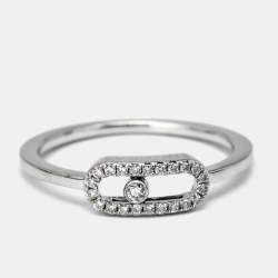 Messika Move Uno Pave Diamond 18K White Gold Ring Size 49