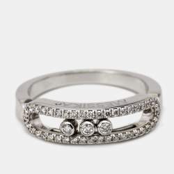 Messika Baby Move Pave Diamonds 18k White Gold Ring Size 51