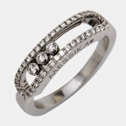 Messika Baby Move Pave Diamonds 18k White Gold Ring Size 51