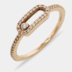 Messika Move Uno Pave Diamond 18k Rose Gold Ring Size 50