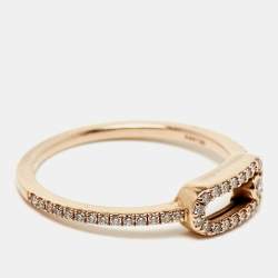 Messika Move Uno Pave Diamond 18k Rose Gold Ring Size 50