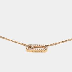 Pre Owned Messika Move Uno Pave Diamond 18k Rose Gold Necklace