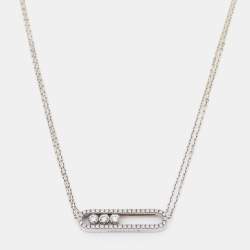 Pre Owned Messika Move Pavé Diamond 18k White Gold Necklace