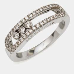 Messika Baby Move Pavé Diamond 18k White Gold Ring Size 50