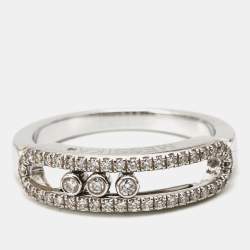 Messika Baby Move Pavé Diamond 18k White Gold Ring Size 50