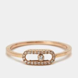 Messika Move Uno Paved Diamond 18k Rose Gold Ring Size 56