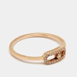 Messika Move Uno Paved Diamond 18k Rose Gold Ring Size 56