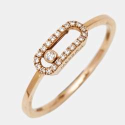 Messika Move Uno Paved Diamond 18k Rose Gold Ring Size 56
