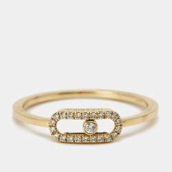 Messika Move Uno Paved Diamonds 18k Yellow Gold Ring Size 56