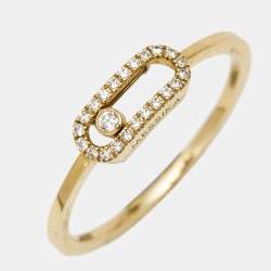 Messika Move Uno Paved Diamonds 18k Yellow Gold Ring Size 56