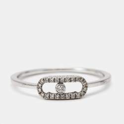 Messika Move Uno Paved Diamonds 18k White Gold Ring Size 56