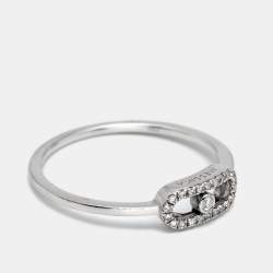 Messika Move Uno Paved Diamonds 18k White Gold Ring Size 56