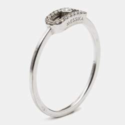 Messika Move Uno Paved Diamonds 18k White Gold Ring Size 56