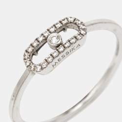 Messika Move Uno Paved Diamonds 18k White Gold Ring Size 56
