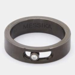Messika Move Diamond Titanium Graphite Band Ring Size 60