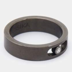 Messika Move Diamond Titanium Graphite Band Ring Size 60