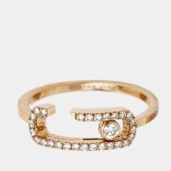 Messika by Gigi Hadid Move Addiction Pave Diamond 18K Rose Gold Ring Size 52