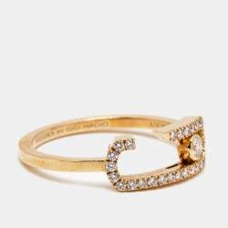 Messika by Gigi Hadid Move Addiction Pave Diamond 18K Rose Gold Ring Size 52