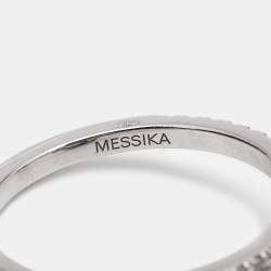 Messika Move Uno Pave Drop Diamonds 18k White Gold Ring Size 52