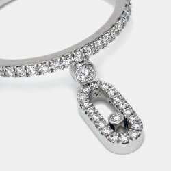 Messika Move Uno Pave Drop Diamonds 18k White Gold Ring Size 52