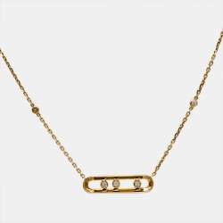 Pre Owned Messika Baby Move Diamond 18K Yellow Gold Pendant Necklace