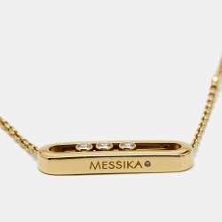 Pre Owned Messika Baby Move Diamond 18K Yellow Gold Pendant Necklace